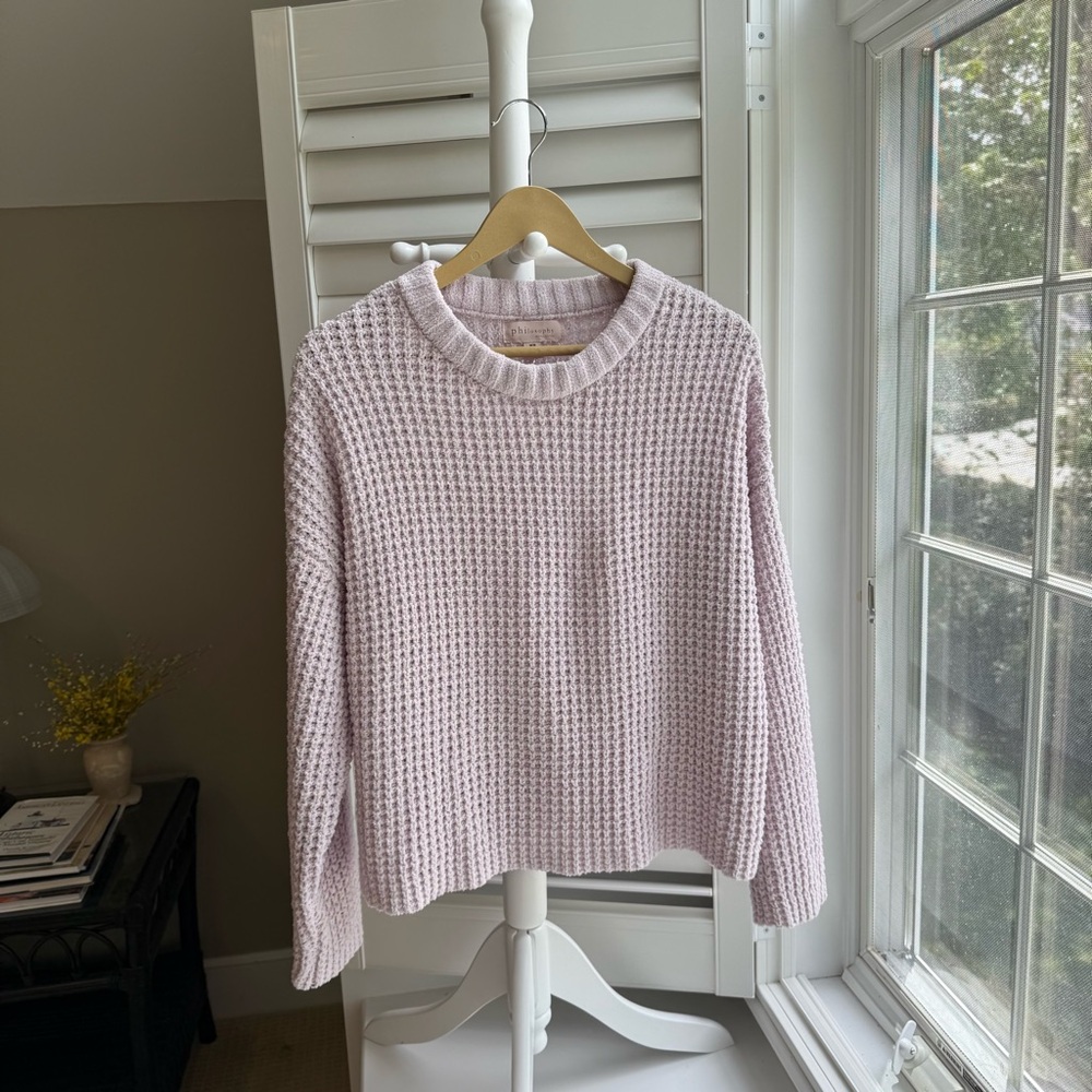 Philosophy Light Baby Pink Waffle Sweater